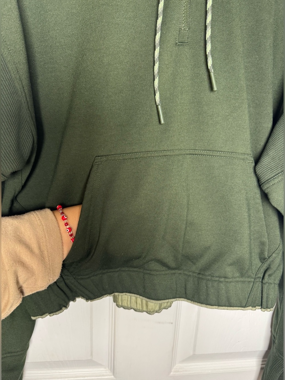 Athleta Ascend Warm Up Half Zip Olive Green Hoodie Women’s Small Workout Active - Picture 8 of 15